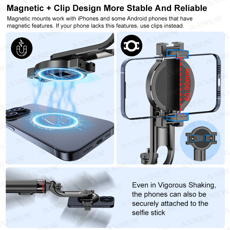 AXNEN C20 Magnetic Selfie Stic - Photography Video Lighting Kit With Adjustable Tripod Stand 评论和价格